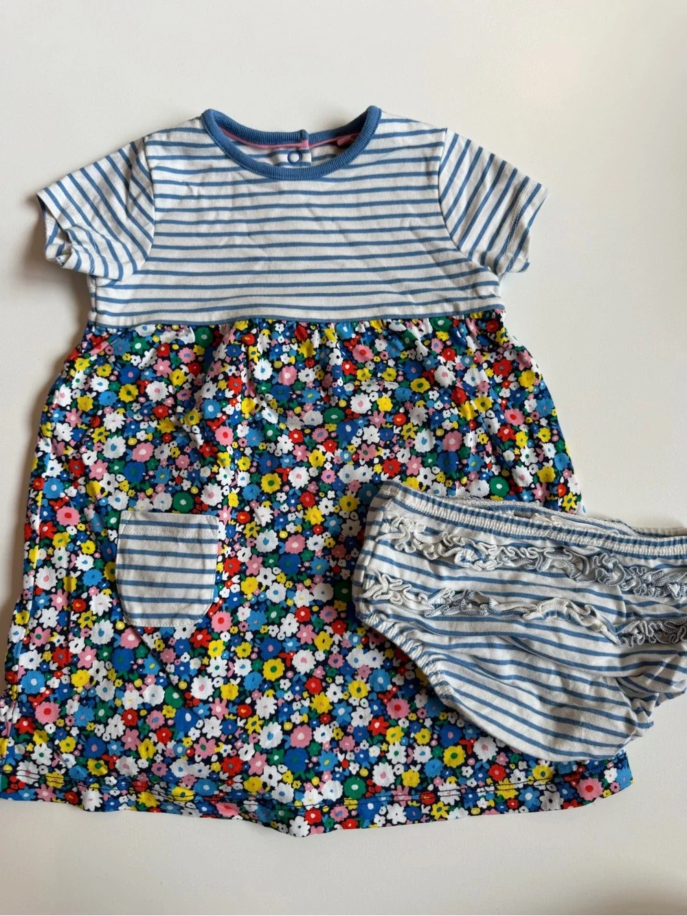 Baby Boden Floral and Stripe Dress Set